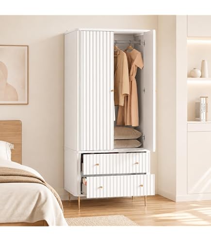 Amazon｜ワードローブ クローゼット 収納 洋服タンス 扉付き タンス