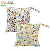 Ohbabykaおむつポーチ マルチポーチ おむつ入れ おしりふき オムツポーチ 出産祝い 消臭＆抗菌 折りたたみ 簡単収納 おしりふきケース おしりふきポーチ2点セット (NPG0710)