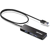 バッファロー USB ハブ USB3.0 スリム設計 4ポート 60cm バスパワー 軽量 Windows Mac PS4 PS5 Chromebook 対応 テレワーク 在宅勤務 BSH4U12560U3BK