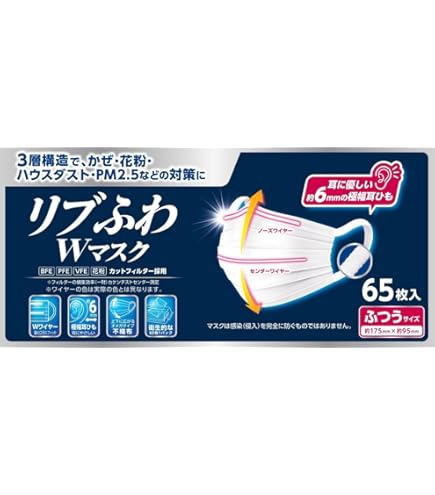 Amazon.co.jp: リブふわWマスクプレミアム 普通 60枚 : ドラッグストア