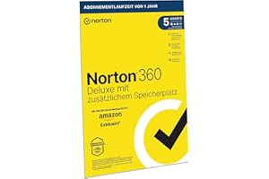 Norton 360 Deluxe with Extra Large Backup Capacity - Amazon Exclusive* 50GB Additional Cloud Backup Storage. Antivirus Software for 5 Devices and One Year Runtime