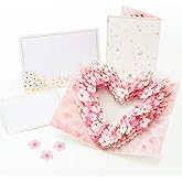 HIBINO 3D Pop-Up Card | Sakura Heart Greeting Card, Designed in Japan | Handcrafted floral pop-up with slide-out message note