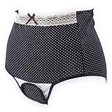 犬印本舗 INUJIRUSHI マタニティ ドット柄産褥ショーツ クロッチオープン 入院準備品 ブラック L-LL