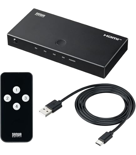 サンワダイレクト HDMIセレクター 4入力×1出力 光、同軸デジタル出力付き 1080p対応 リモコン付 HDMI切替器 400-SW015 Amazon | サンワダイレクト HDMIセレクター HDMI切替器 4入力×1出力 光