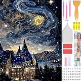 Amyaker ダイヤモンドアート キット 四角いビーズ 全面 ダイアモンドビーズ絵画キット 日本語キャンバス DIY 手作り絵画 手芸キット モザイクアート 5D モザイクアート ダイヤモンド塗装 全面貼り付けタイプ 30x40cm 星空