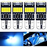 T10 LED ブルー 爆光 4個 ポジションランプ T10 led キャンセラー内蔵 5W 15個4014LED素子 車検対応 12V LED ルームランプ T10 ポジション球 ナンバー灯 (青4個セット)