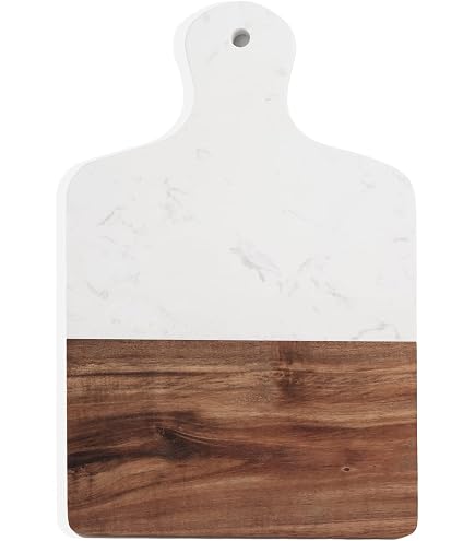 Terrazzo Resin Cheese & Cutting Board With Handle - Multicolor Pattern, Pink Metal Handle - 13.25"x10"