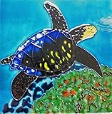 High Quality BD-2021 8 by 8-Inch Blue Turtle with Yellow Face Ceramic Art Tile