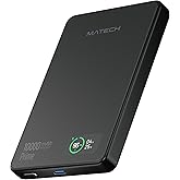 MATECH Qi2 モバイルバッテリー マグセーフ 超薄型 小型 軽量(薄さ12.9mm, 10000mAh)【MagSafe対応マグネット式/最大出力15W ワイヤレス/タイプC PD22W/iPhone12~16対応】(MagOn Prime 