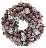 彩か SAIKA 【クリスマス】 リース 茶 灰 ブラウン グレー デコレーション 飾り Frosted cone & nuts Wreath S (Gray) CXO-136Sgy