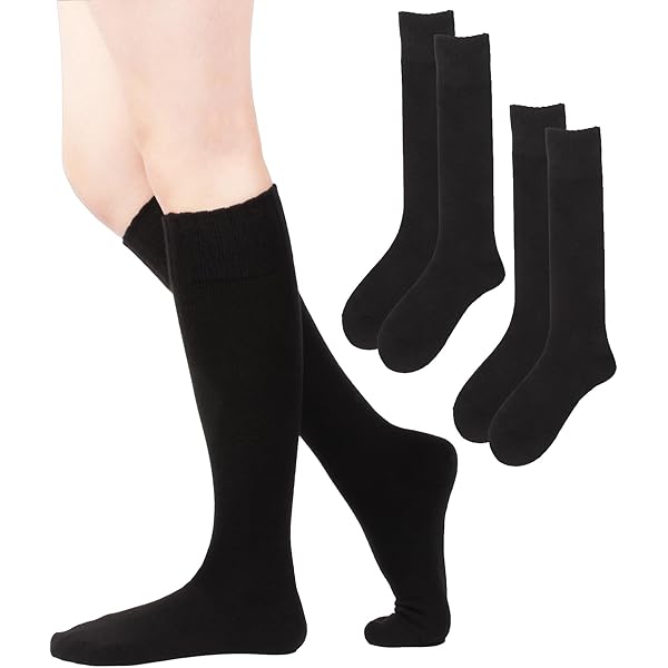 Amazon.co.jp: [N.S.TRADING] レディース 黒 ハイソックス 無地