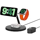 Belkin 3 in 1 MagSafe充電器 最大15W高速充電 ワイヤレス充電器 MagSafe公式認証 iPhone 15 / 14 / 13 / 12 Apple Watch 8/7/Ultra 高速充電対応 AirPodsワイヤレス充電対