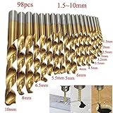 zmart 金工ドリル刃 99本 1.5～10mm チタンコート HSS