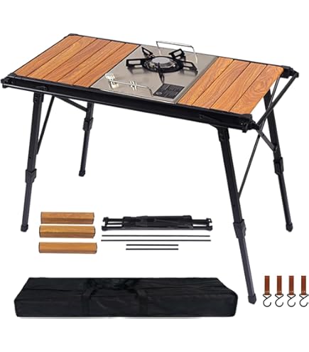 Camp Kitchen Costway Folding Metal Table Portable Bi-Fold Picnic