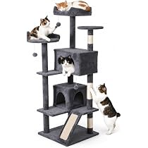 Amazon | Saiveina キャットタワー スリム大型猫用 高さ 154cm ライト