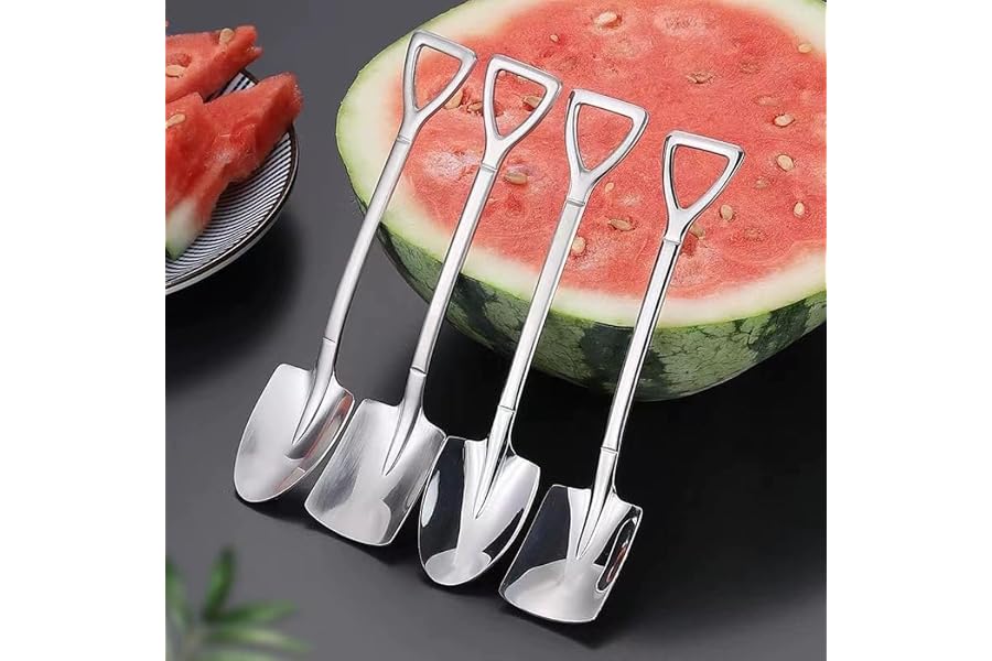 8-Piece Stainless Steel Watermelon Spoons - Fruit Scoop & Dessert Spoons | 304-Grade Kitchen Utensils | Dishwasher Safe & Tar