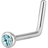 Forbidden Body Jewelry 18g サージカルスチール 2mm キュービックジルコニア クリスタル L字型ノーズリング