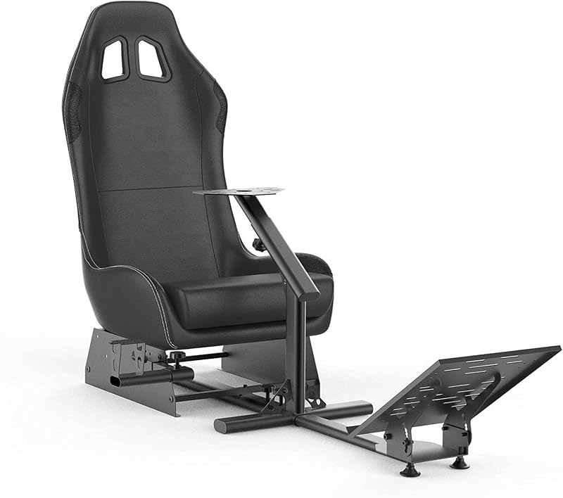 Cirearoa racing wheel stand with seatレーシングシミュレーターシート調整可能なドライビングゲーミングリクライニング可能なシート、ギアシフターマウント付きG923, G25 G29 T300RS T150 T3PA PS4 PS3 Xbox Logitechレーシングシミュレーターシートレーシングホイールスタンドコックピット(黒)
