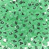 gresorth 600個光グリーンラウンドアクリル文字ビーズブラックアルファベットDIYブレスレット、ネックレス、キーチェーン6 x 10 mm