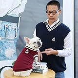 FINGOOO 犬 服 秋冬用 トイプードル チワワ ニットセーター 防寒 暖かい 柔らかい 脱毛保護 小型犬 子犬 ペット 猫 大型犬 中型犬 イギリス風 ハロウィン クリスマス 洋服 (M, アカデミー風 制服 赤)