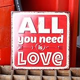 アンティークエンボスプレート「All Love」（SQUAREサイン）　／ブリキ製看板／ティンサイン／アメリカン雑貨／