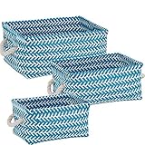 Honey-Can-Do STO-06689 Zig Zag Basket Set - Set of 3, Blue