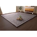イケヒコ ラグ カーペット デニム調 ニットキルトラグ アルバ2IT グレー 約190×190cm ホットカーペット対応 #9810817