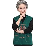 Amazon えみり レディース ベスト ジレー トップス 婦人 カーディガン Vネック ノースリーブ ボタン プリント 春秋 インナー エレガント 母の日 50 70代 大きいサイズ カーディガン ボレロ 通販
