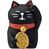 デコレ concombre 猫 マスコット ネコ うとうと招き猫 黒猫 約28×26×h40 単位(mm)