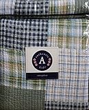 Authentic Kids 2 Piece Twin Quilt Set Shams Green Blue White Patchwork Plaid Pattern [並行輸入品]