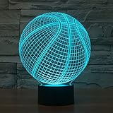3d LED夜ライトランプ、モダン3d Optical Illusion 7色バスケットボールデスクテーブル表示ランプギフト玩具子供男の子、女の子、子供用