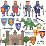 RoomMates Repositionable Childrens Wall Stickers, Knights And Dragon