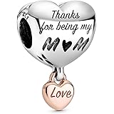 Pandora Moments Women's 14k Rose Gold-Plated and Sterling Silver Thanks for Being my Mum Bracelet Charm
