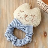 綿50gと糸付き★オーガニックコットンで作る ねこのシュシュのがらがら 手作りキットセット【出産祝い 自然素材のガラガラ（ラトル）手芸パック 赤ちゃんのおもちゃ】