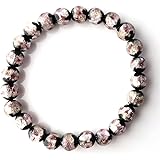 [GOLD STONE] 光る ホタルガラス ブレスレット 8mm 桜カラー ピンク とんぼ玉 沖縄 お土産