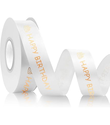 10 Yard Happy Birthday Cotton Ribbon - Glitter Letter Gift Wrapping Ribbon For Crafts & Party Decor