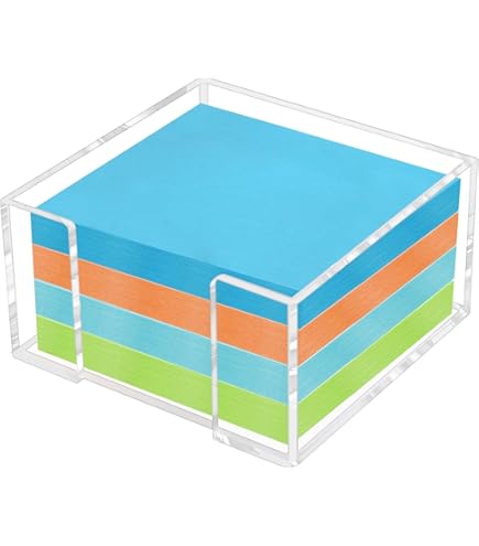 EIKODO-Acrylic Sticky Note Holder - 3 X 3 Sticky Note Dispenser With 4 Sets Of Colored Sticky Notes For Office And Home Desktop Organizer - View #5