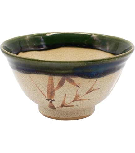 Amazon｜美濃焼 「 中垣連次 」 織部スダレ 飯碗 お茶碗 約直径12.5×高