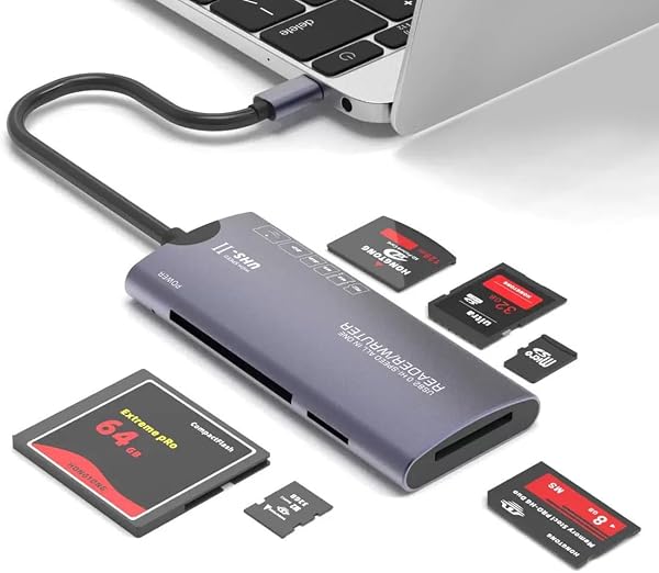Memory Card Reader 6 in 1 USB-C SD/TF(Micro SD)/MS/XD/CF Card Reader Adapter Memory Card Reader Support OTG High Speed Two-Way Transfer for iPhone17 16 15, MacBook Pro/Air 2023, for iPad, iMac, S23 - 1