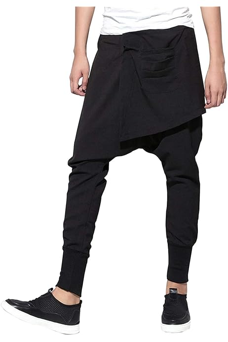Men Harem Pants Drop Crotch Joggers 