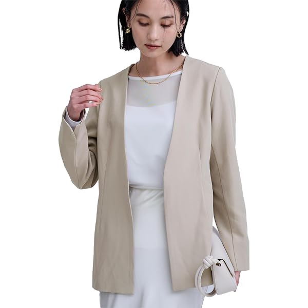 Drawer ドゥロワー フレアスリーブ ノーカラージャケット 楽天市場