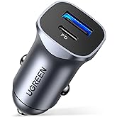 UGREEN シガーソケット USB 38W USB Cカーチャージャー 2ポート【PD 20W+QC 18W】 車 急速充電 PD3.0 QC3.0 PPS対応 12V/24V車全対応 超コンパクト タイプC 車 充電器 iPhone15シリーズ/