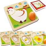 Novelty House 木のおもちゃ ひよこ成長パズル 木製パズル 卵型 形合わせ マッチゲーム 多層ジグソーパズル 保育園に向け 子供 知育玩具 贈り物 誕生日プレゼント 出産祝い