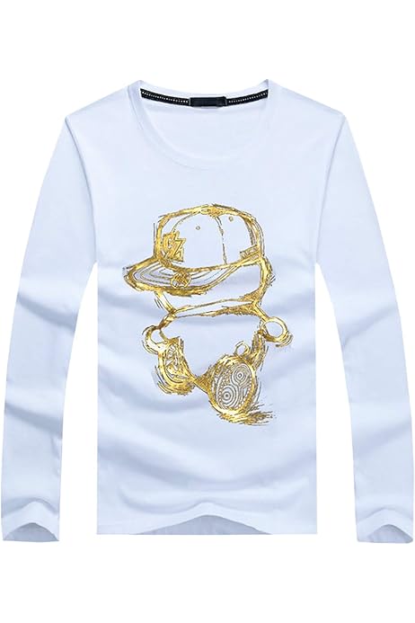 Amazon | [クロム クレイン] メンズ 長袖 クラウン プリント Tシャツ 