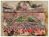 Ohio State Buckeyesポスター水彩アート12 x 16壁装飾