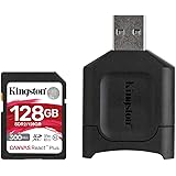 キングストン SDXCカード 128GB 最大300MB/s UHS-II V90 4K 8K UHS-IIカードリーダー付属 Canvas React Plus MLPR2/128GB