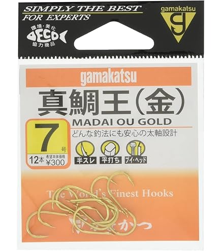 Gamakatsu Fluffy Madai Fishing Hooks - Size No. 12 Gold Single Hooks, 16 Pieces-981702