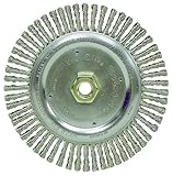 Weiler Dualife Narrow Face Wire Wheel Brush, Threaded Hole, Steel, Stringer Knotted, 6-7/8" Diameter