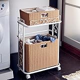 汚れがふき取りやすいランドリーワゴン　　ナチュラル