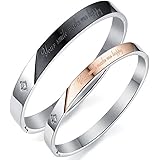 【正規品】【☆ペアアクセサリー工房☆】ペアルック クローバー 刻印「Your smile make me happy」 Czダイヤモンド 入り サージカルステンレス ペア バングル カップル ブレスレット レディース メンズ ジュエリーポーチ(各１個